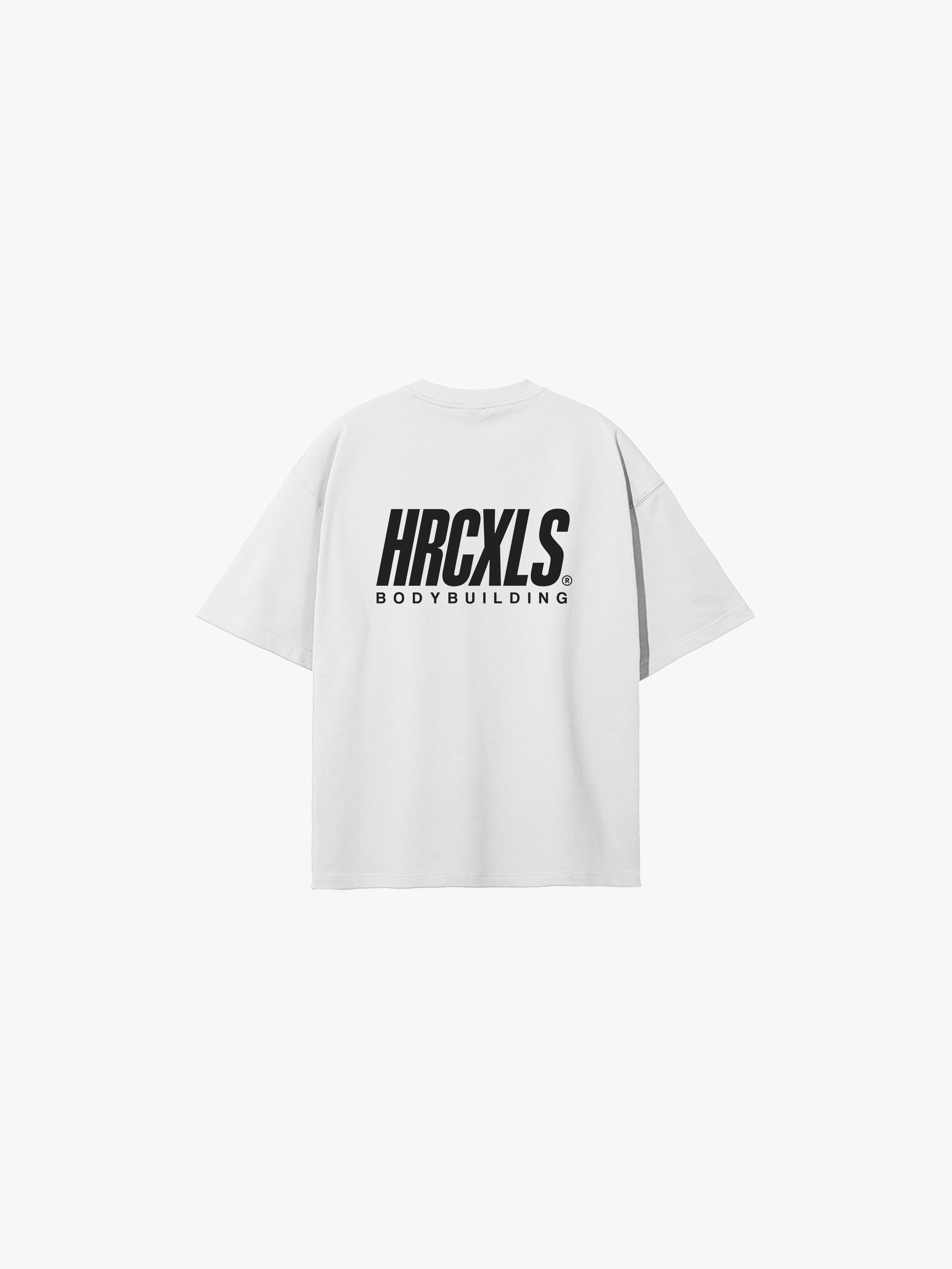 HERCXLES Bodybuilding Oversized T-Shirt in White - back flat lay